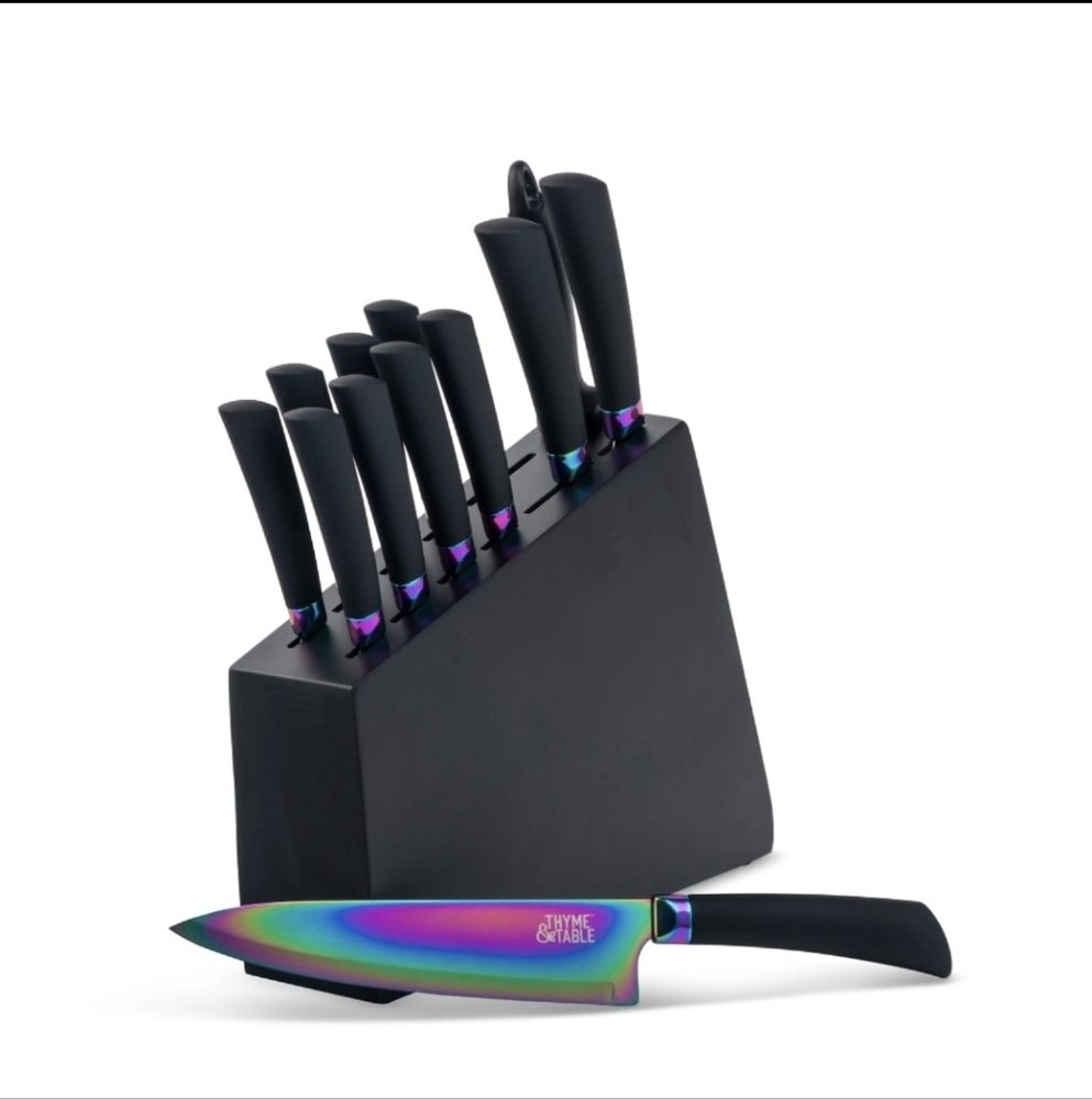 Thyme & Table Rainbow 13 Piece Knife Set with Block BRAND NEW IN BOX!